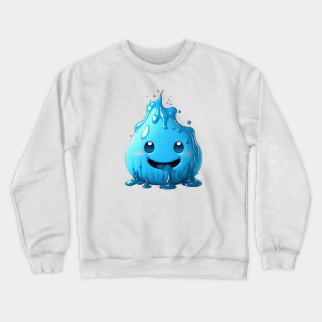 Blue Happy Cute Slime Crewneck Sweatshirt by QUENSLEY SHOP